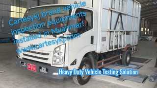 เครื่องทดสอบเบรกลูกกลิ้งสำหรับงานหนักยี่ห้อ Cartesykj+เครื่องทดสอบการลื่นด้านข้าง+เครื่องทดสอบมาตรวัดความเร็วในพม่า
